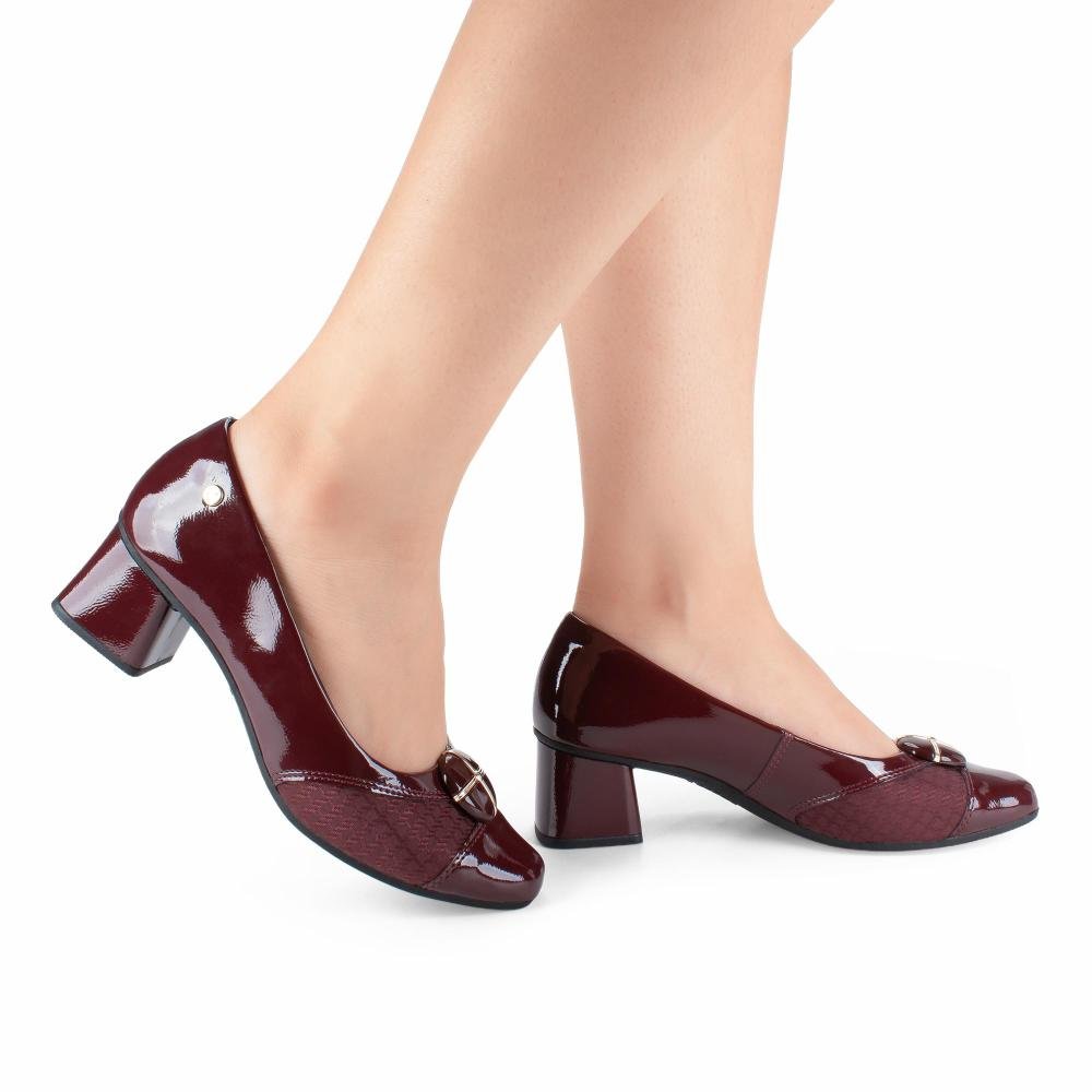 Scarpin Campesí de Salto Bloco Feminino CE481 Bordô 3