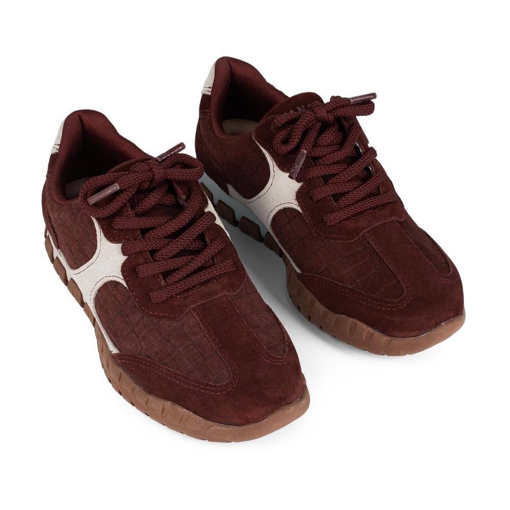 Tênis Tanara Jogging Em Couro Feminino T9462 Bordô 6