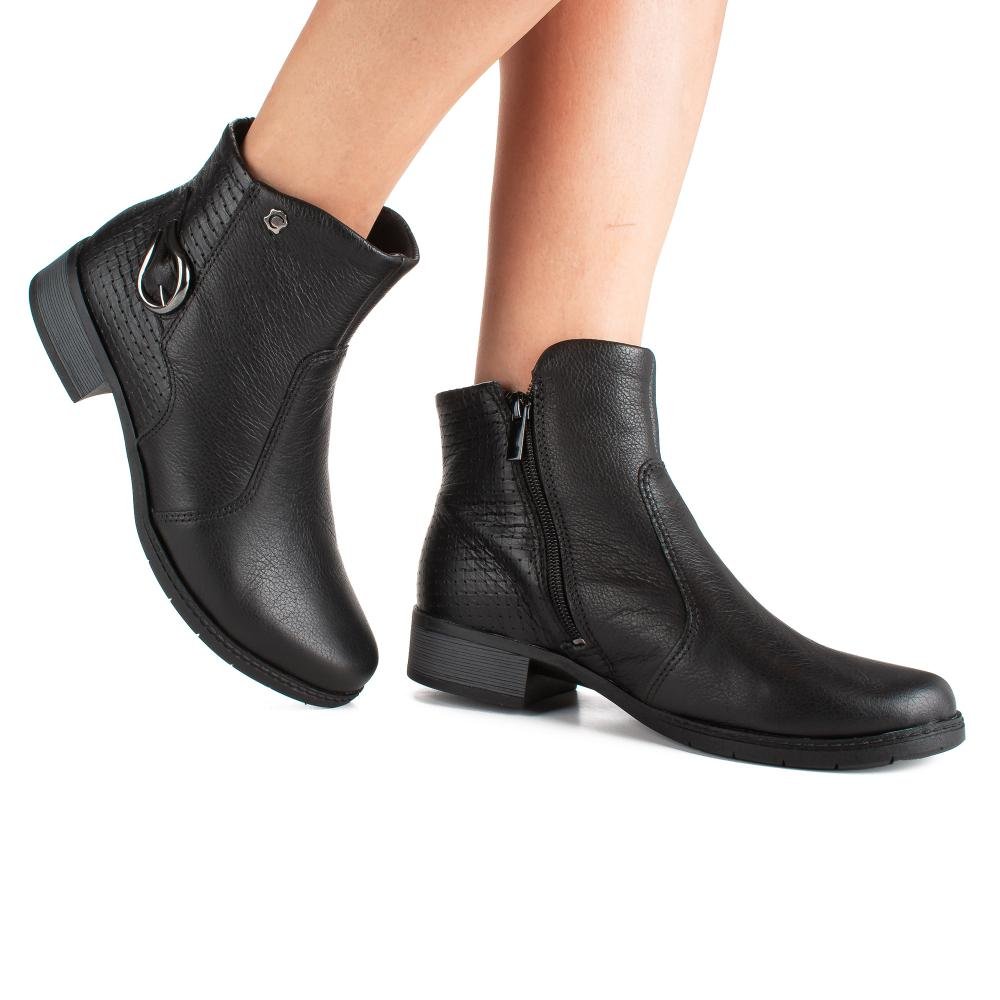 Bota Campesí Em Couro de Cano Curto Feminina CE573 Preto 2