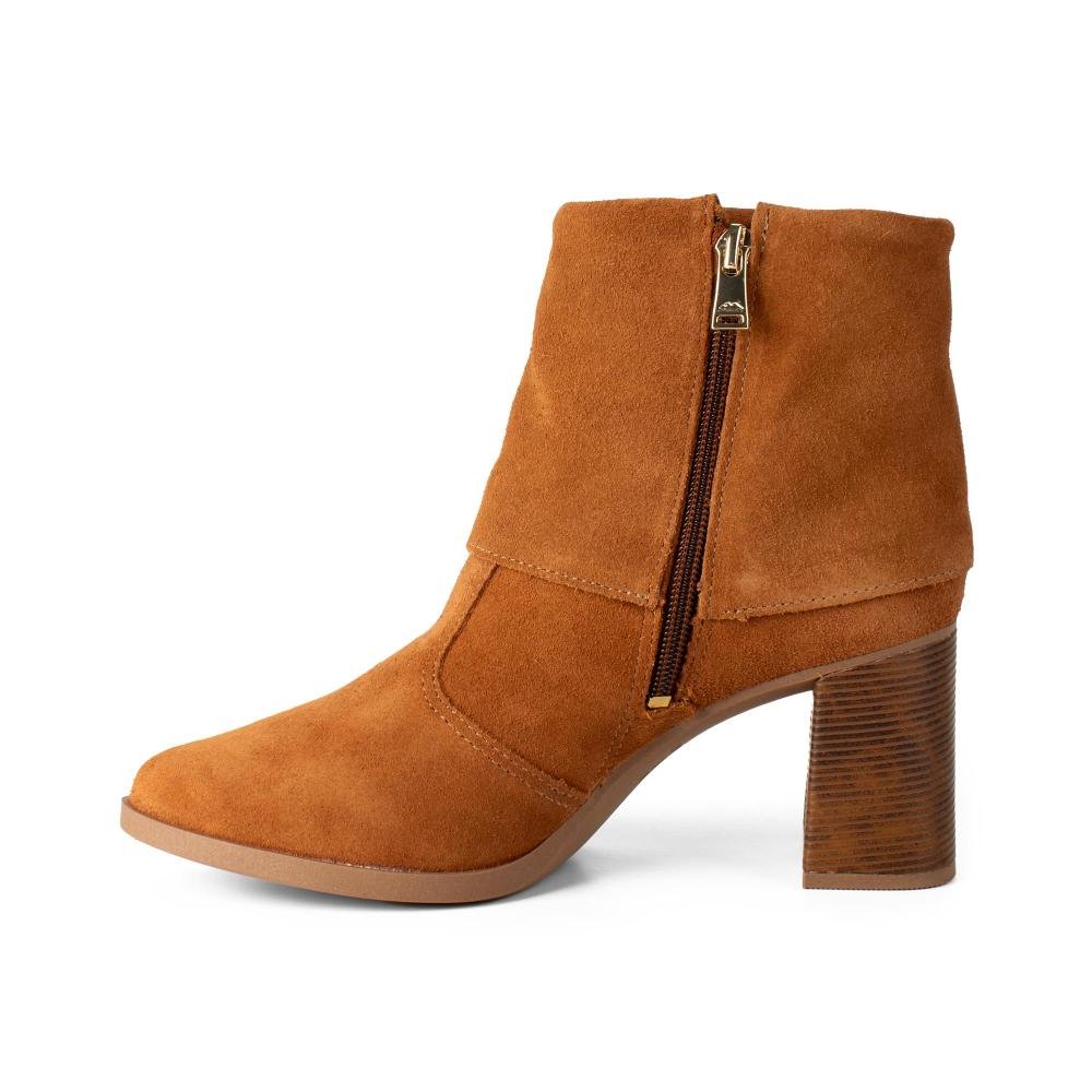 Bota Dakota de Cano Curto Em Couro Feminina D2381 Caramelo 5