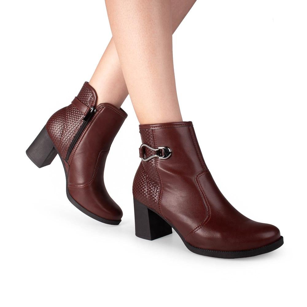 Bota Dakota de Cano Curto Feminina D2193 Bordô 2