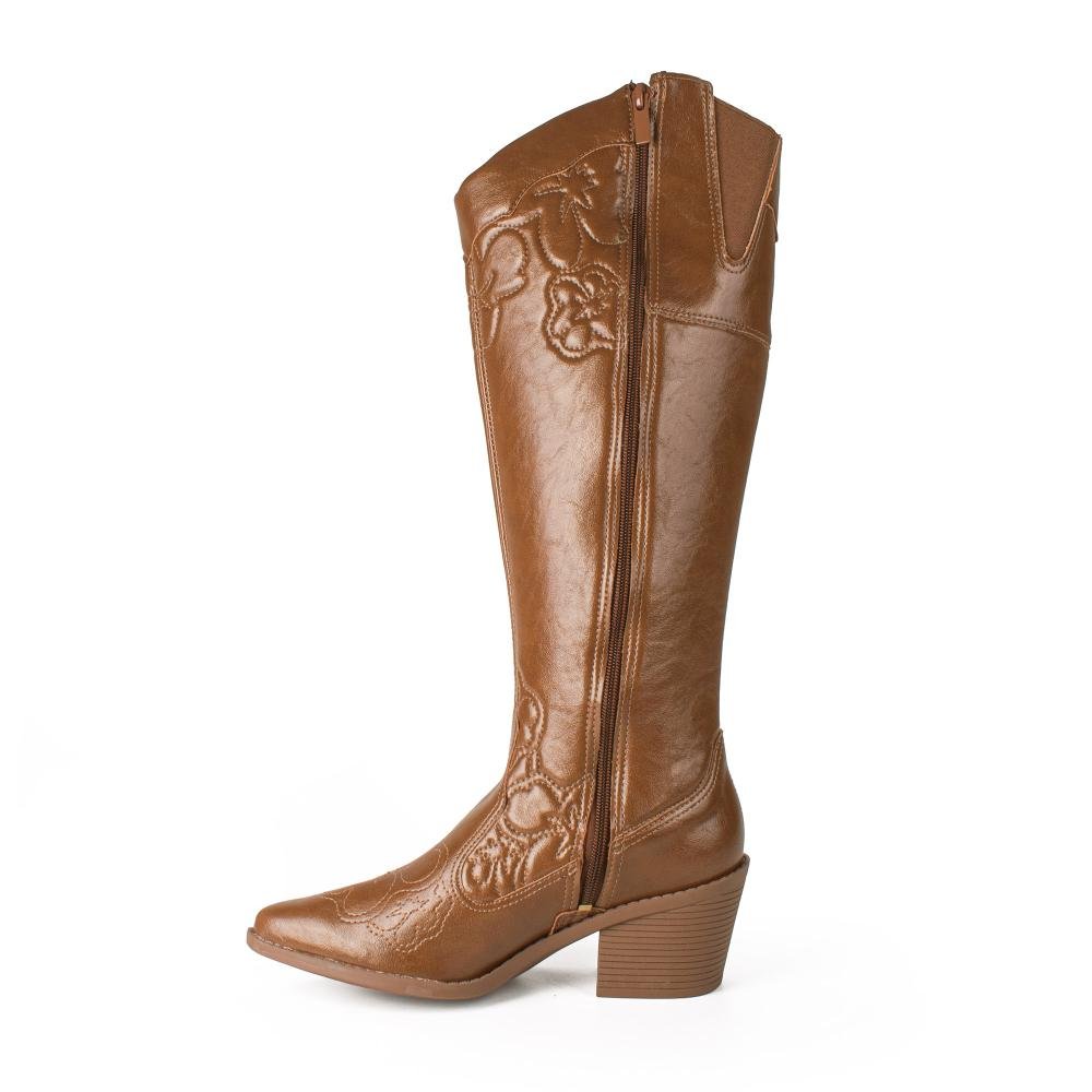 Bota Dakota de Cano Longo Em Couro Feminina D2761 Marrom 4