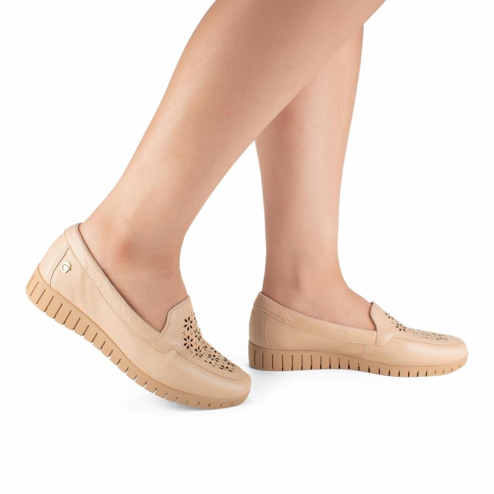 Mocassim Campesí Em Couro Feminino CE402 Bege 3