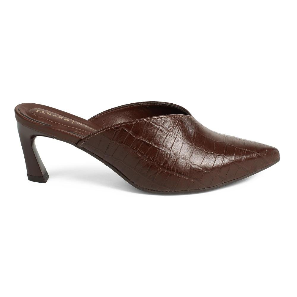 Mule Tanara Em Couro de Salto Alto Feminino T9502 Café 4