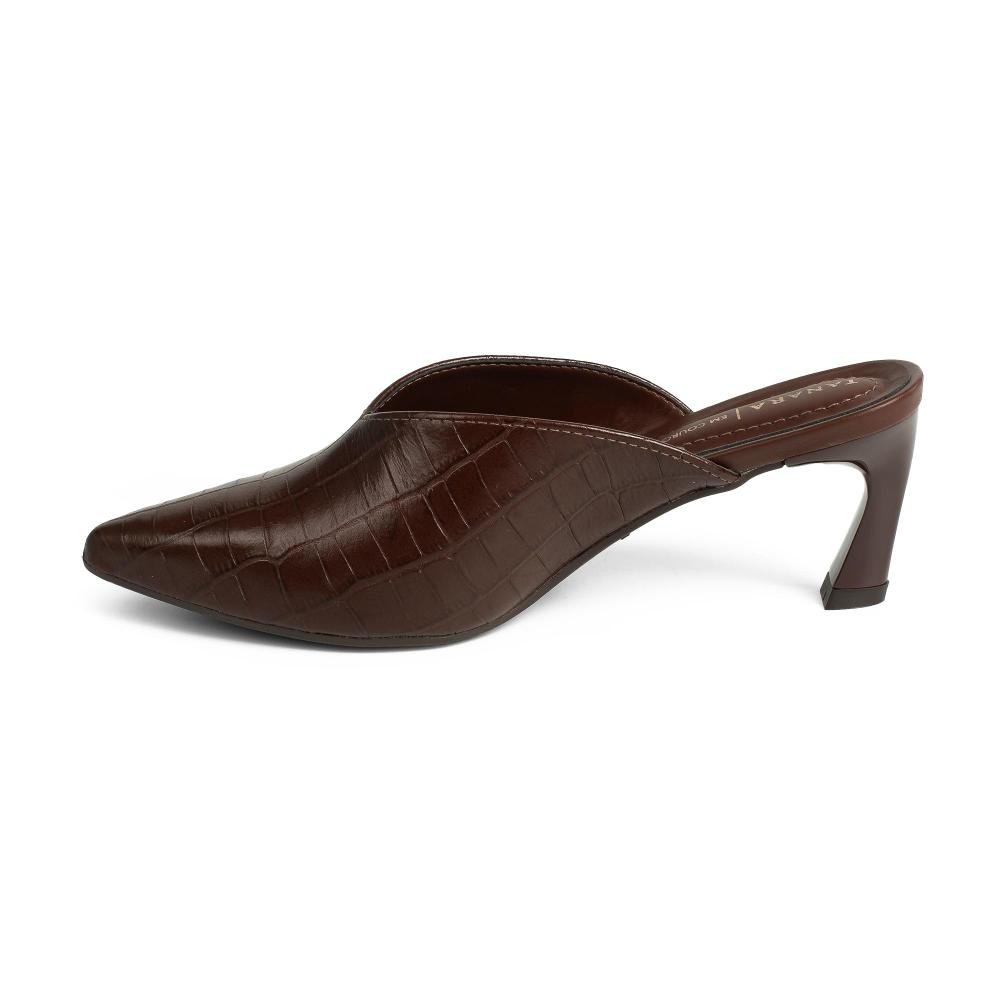 Mule Tanara Em Couro de Salto Alto Feminino T9502 Café 5