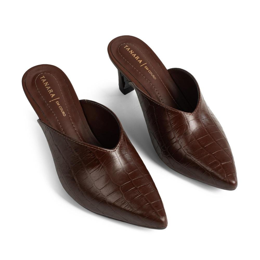 Mule Tanara Em Couro de Salto Alto Feminino T9502 Café 7