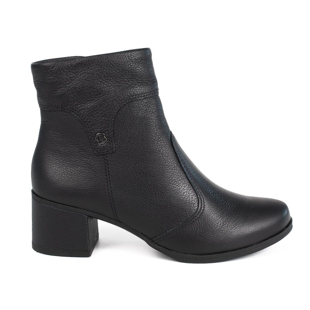 Bota Campesí Em Couro de Salto Bloco Feminina CE372 Preto 3