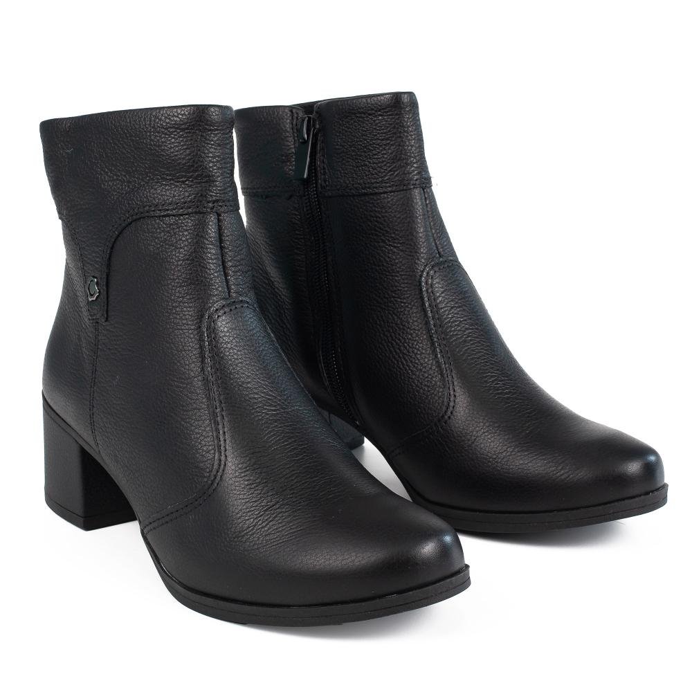 Bota Campesí Em Couro de Salto Bloco Feminina CE372 Preto 6