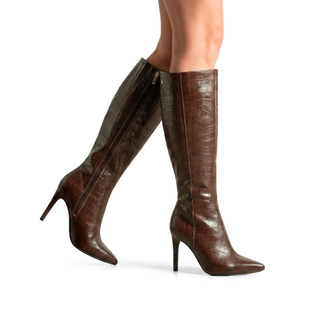 Bota Tanara Em Couro de Cano Longo Feminina T9622 Café 2