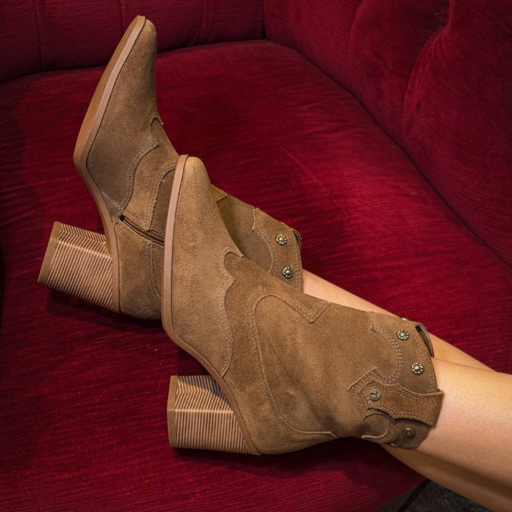 Bota Tanara Western Em Couro Feminina T9581 Caramelo 2