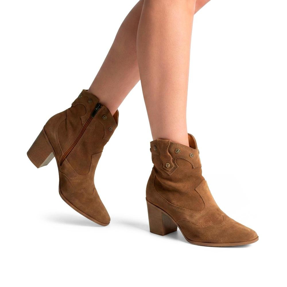 Bota Tanara Western Em Couro Feminina T9581 Caramelo 3