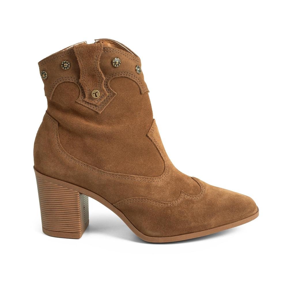 Bota Tanara Western Em Couro Feminina T9581 Caramelo 4