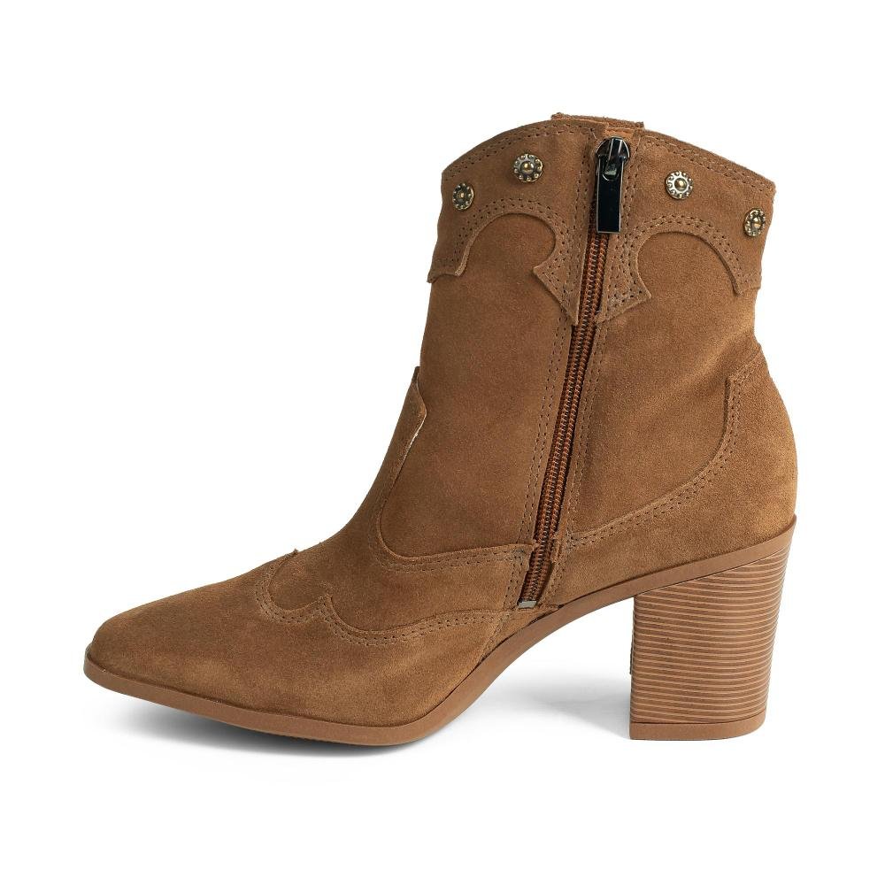Bota Tanara Western Em Couro Feminina T9581 Caramelo 5