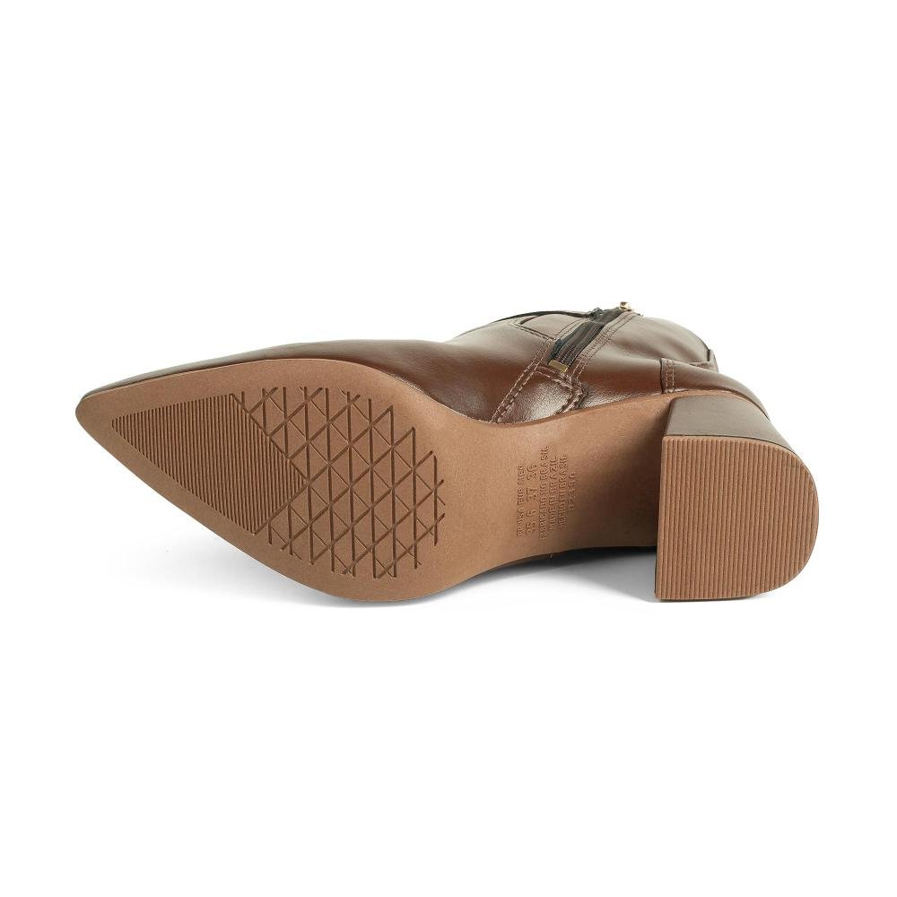 Bota Tanara Em Couro de Cano Curto Feminina T9552 Marrom 6
