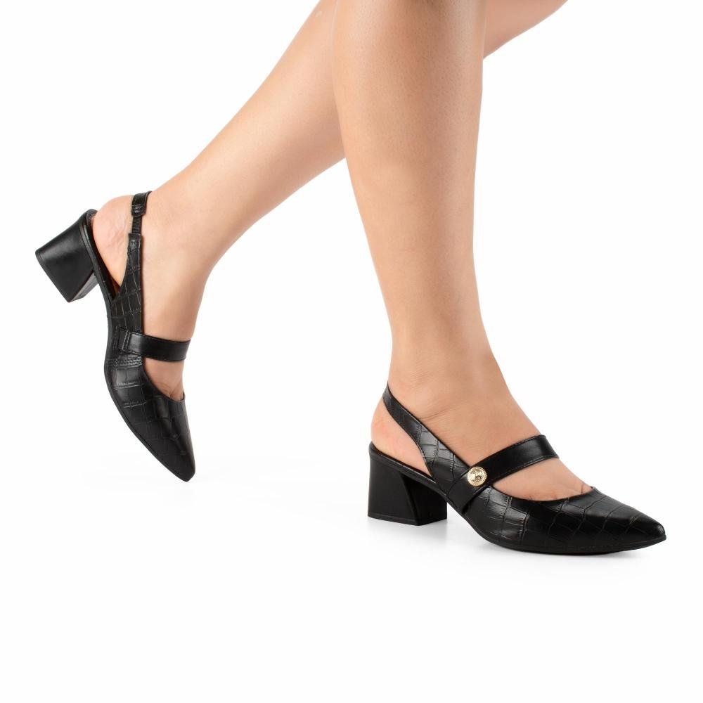 Scarpin Mississipi de Salto Bloco Feminino J1151 Preto 2