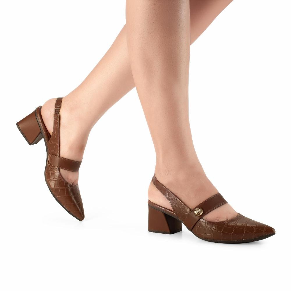 Scarpin Mississipi de Salto Bloco Feminino J1151 Marrom 2