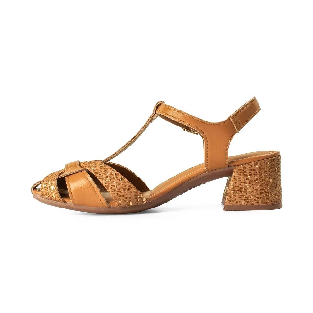 Sandália Dakota de Salto Bloco Feminina D2362 Caramelo 3