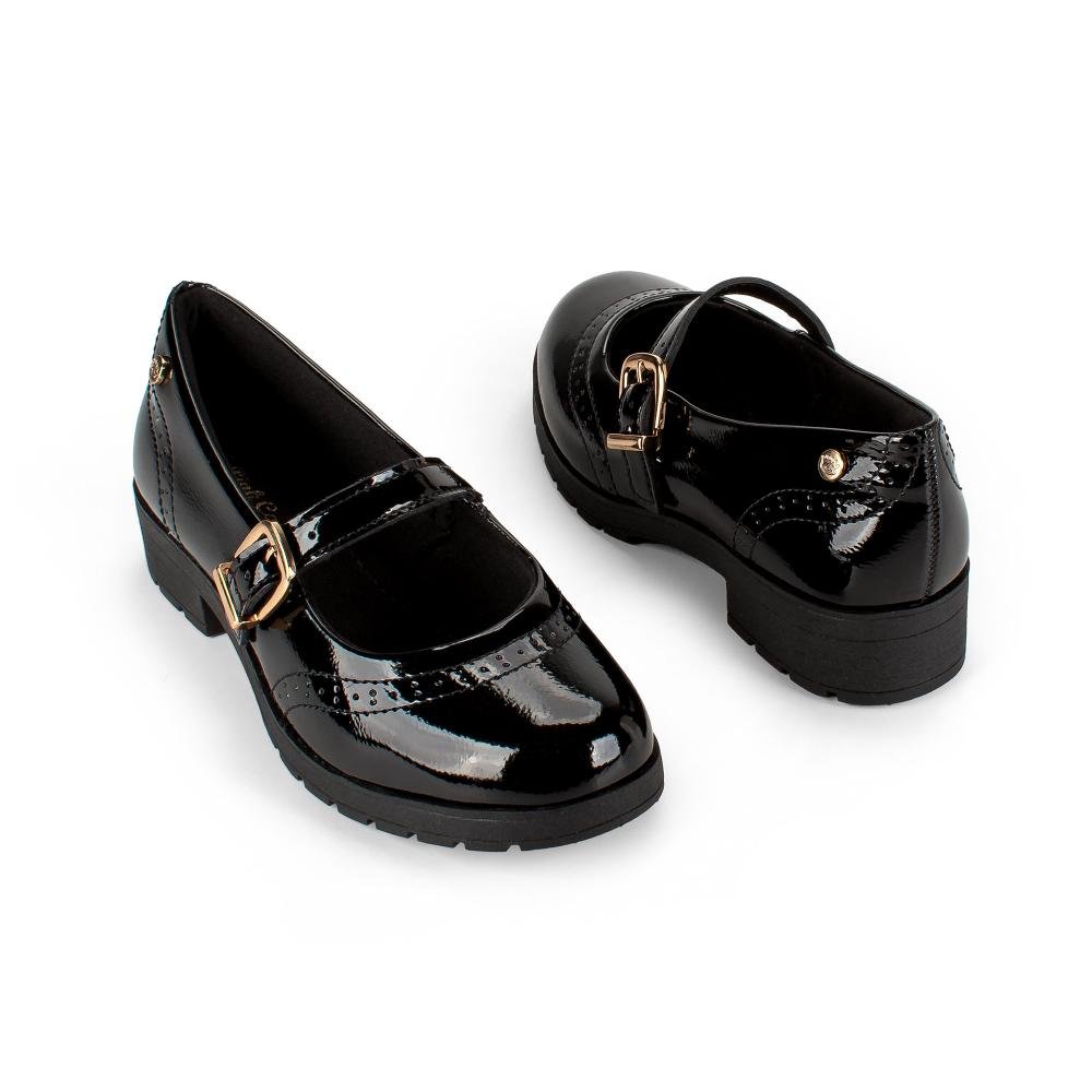 Sapato Pink Cats Infantil de Salto Bloco V6332 Preto 6