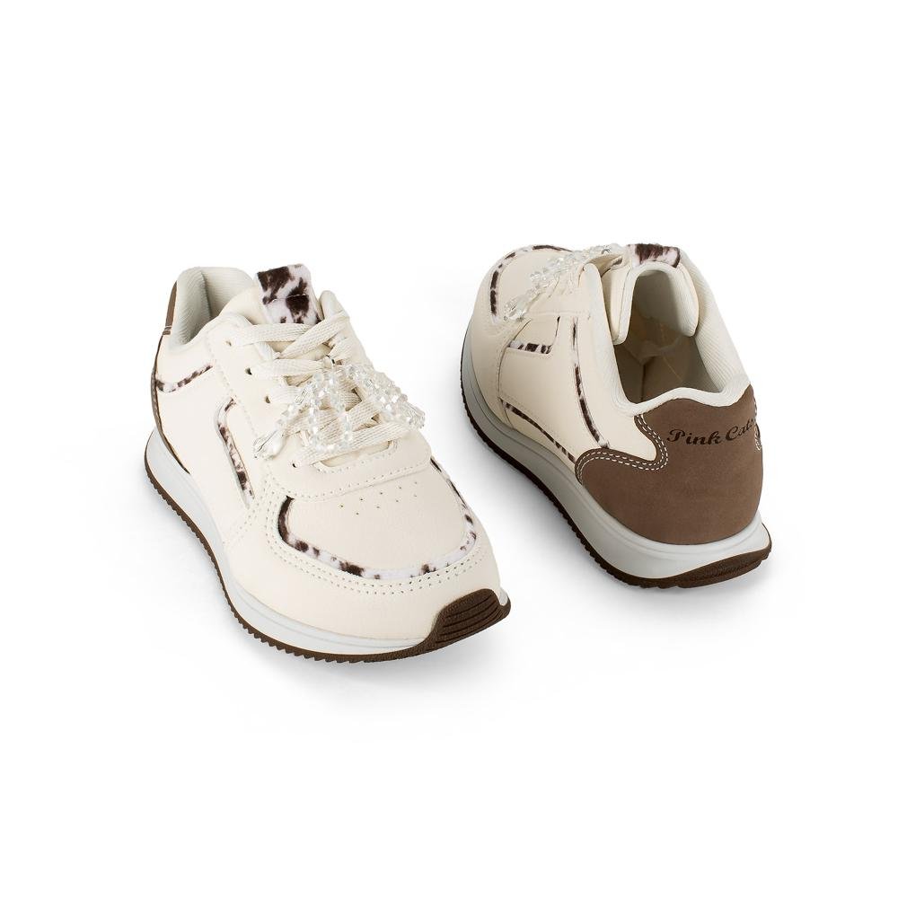 Tênis Pink Cats Infantil Jogging V6191 Bege 6