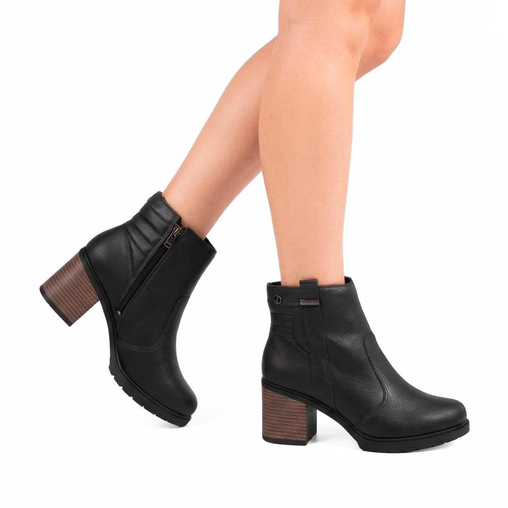 Bota Dakota de Cano Curto Em Couro Feminina D2432 Preto 2