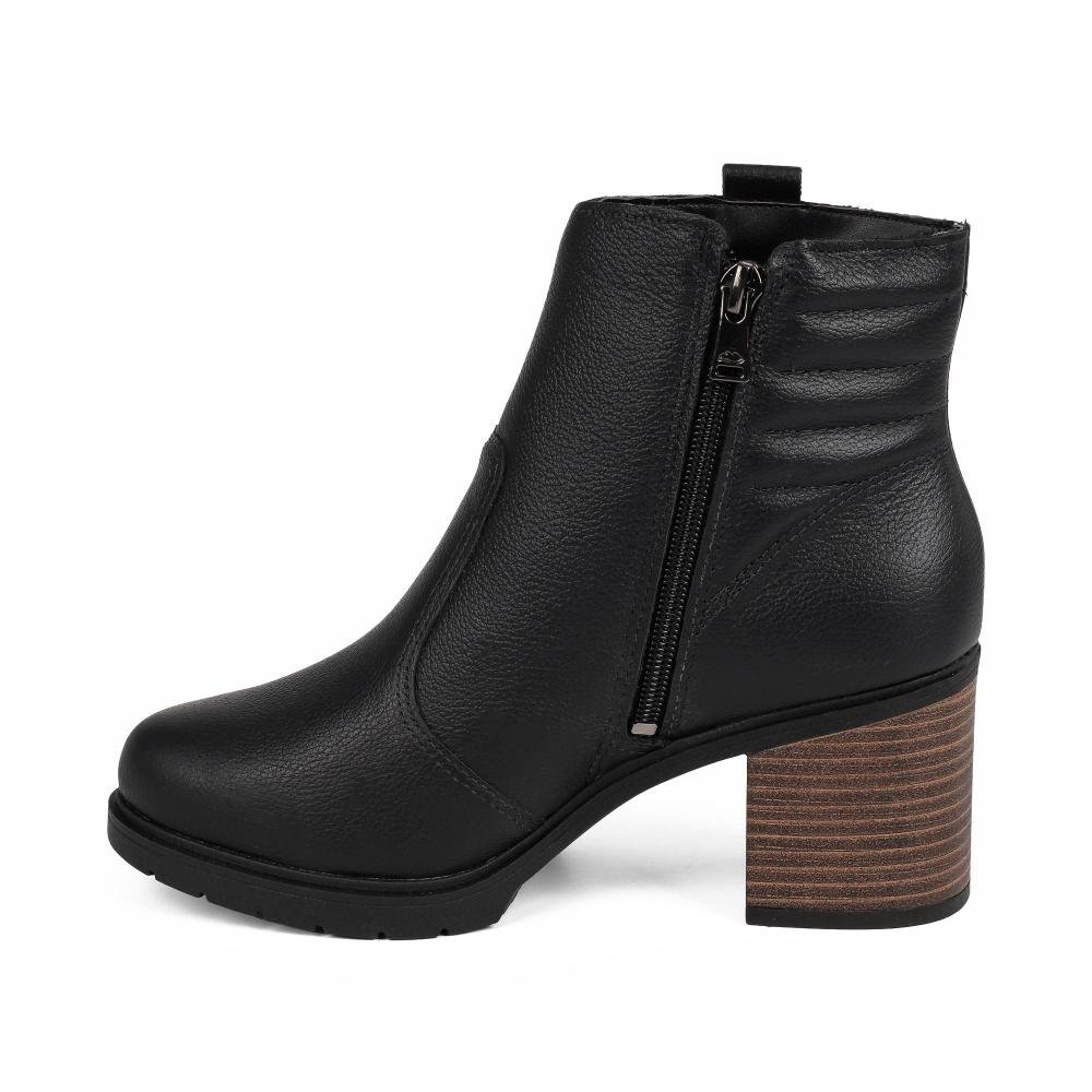 Bota Dakota de Cano Curto Em Couro Feminina D2432 Preto 4