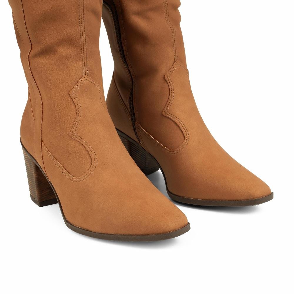 Bota Dakota de Cano Longo Feminina D2543 Caramelo 6
