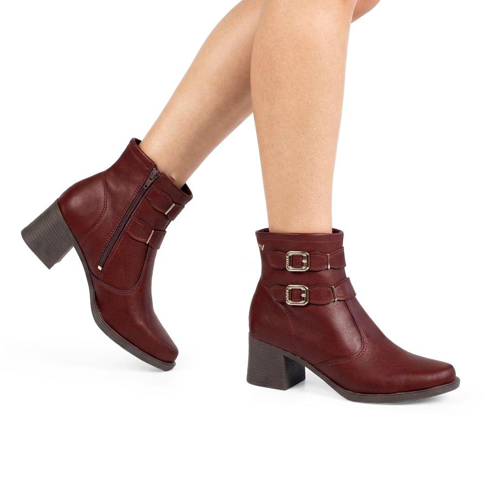 Bota Mississipi de Cano Curto Feminina J0341 Bordô 2