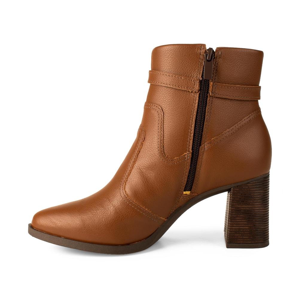 Bota Dakota de Cano Curto Em Couro Feminina D2382 Marrom 4