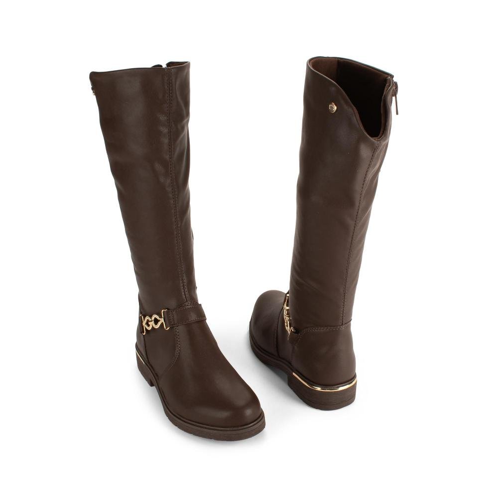 Bota Pink Cats Infantil de Cano Longo V6073 Marrom 6