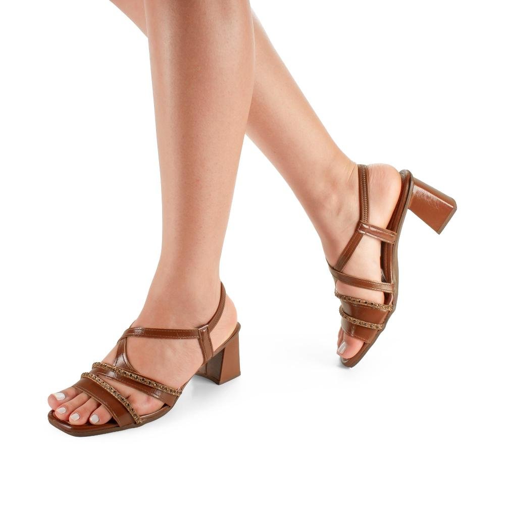 Sandália Mississipi de Salto Bloco Feminina J1431 Marrom 2