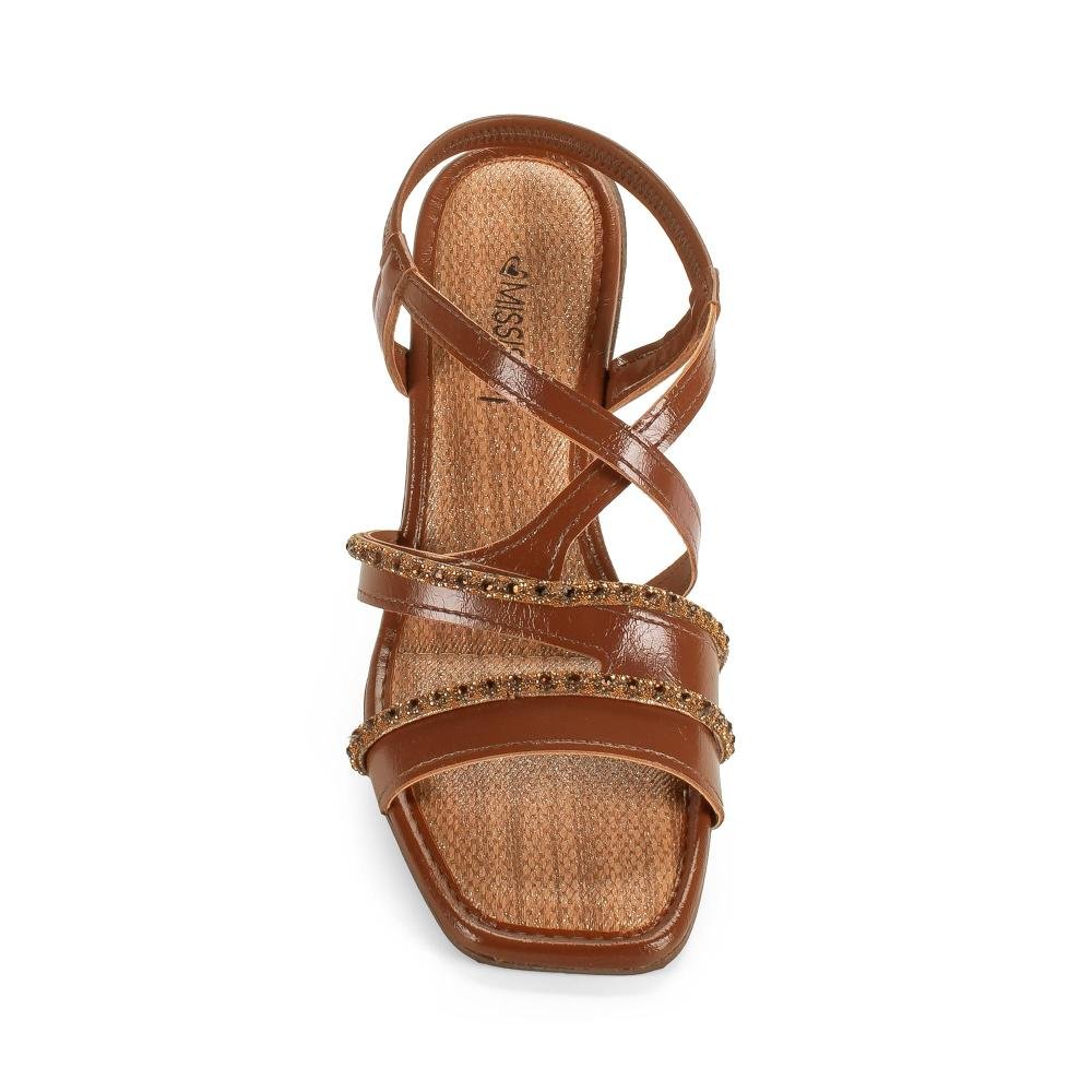Sandália Mississipi de Salto Bloco Feminina J1431 Marrom 6