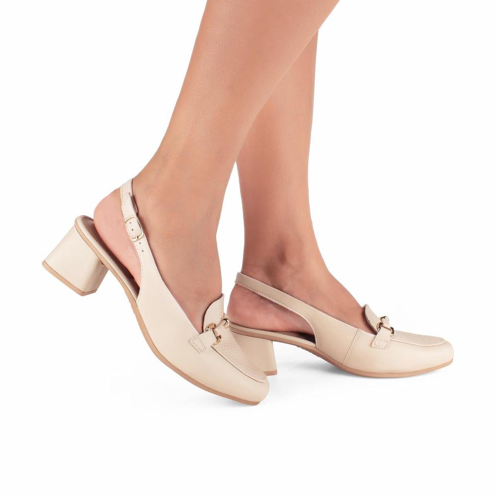 Sapato Campesí de Salto Bloco Feminino CE063 Off White 2