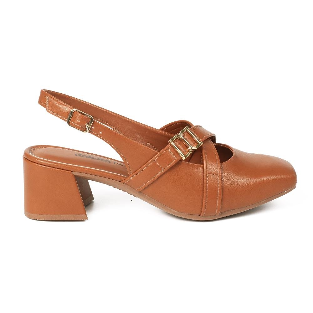 Sapato Dakota de Salto Bloco Feminino D2363 Marrom 3