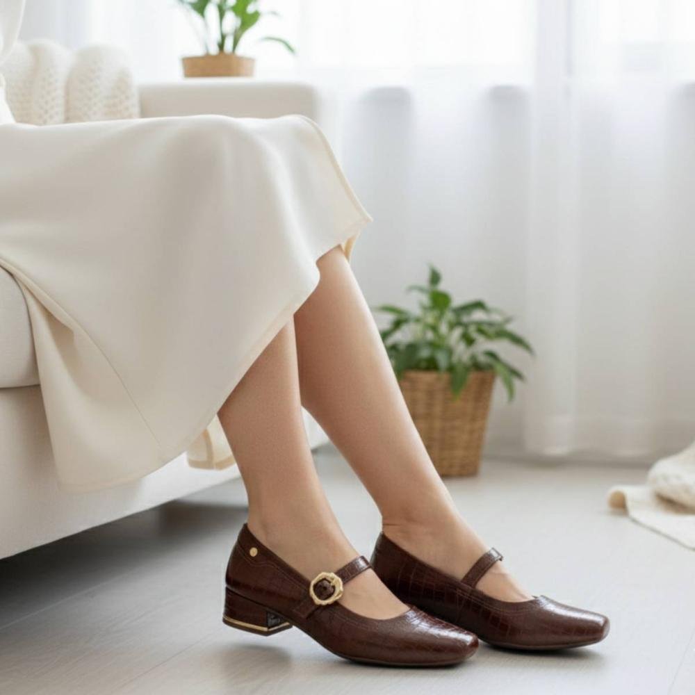 Scarpin Campesí de Salto Baixo Feminino CE351 Marrom 2