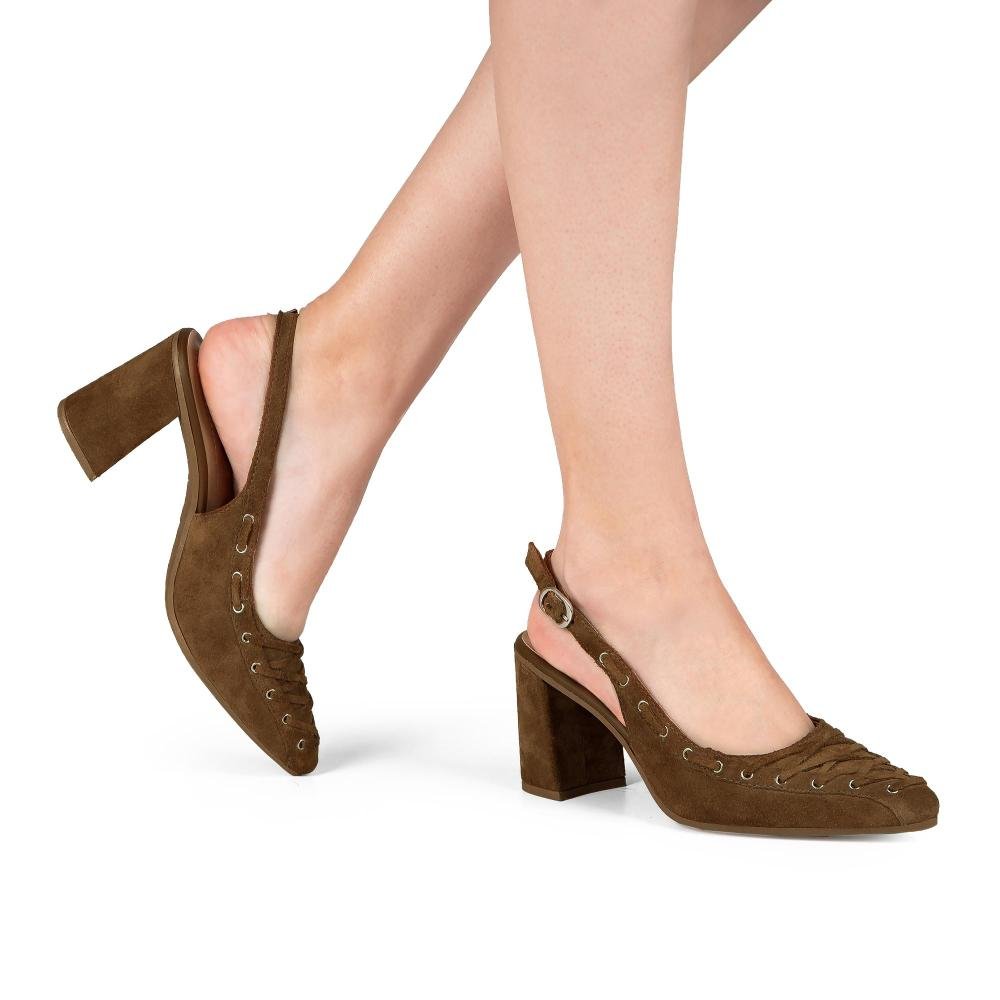 Scarpin Tanara Em Couro de Salto Bloco Feminino T9522 Marrom 3