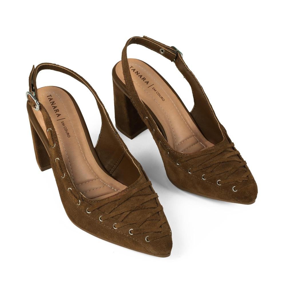 Scarpin Tanara Em Couro de Salto Bloco Feminino T9522 Marrom 7