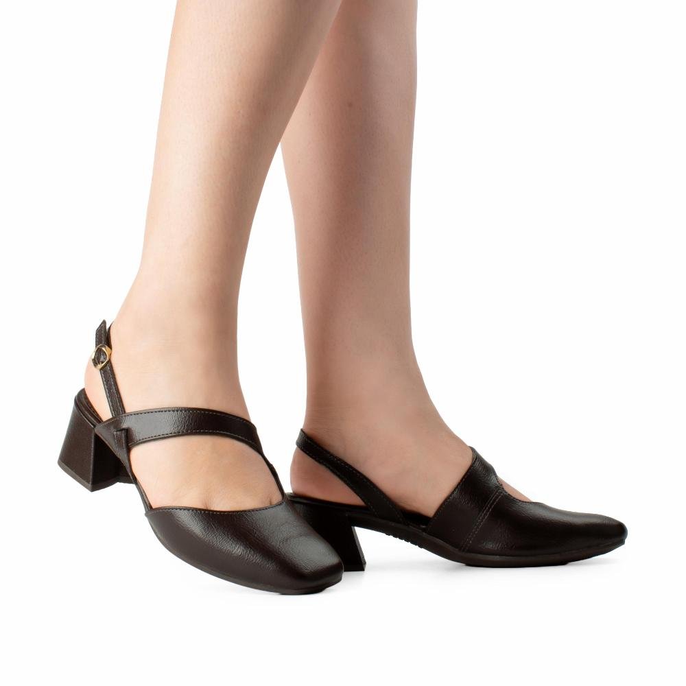 Sapato Dakota de Salto Bloco Feminino D2361 Café 2