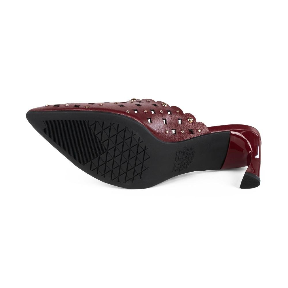 Mule Tanara Em Couro de Salto Alto Feminino T9501 Bordô 5