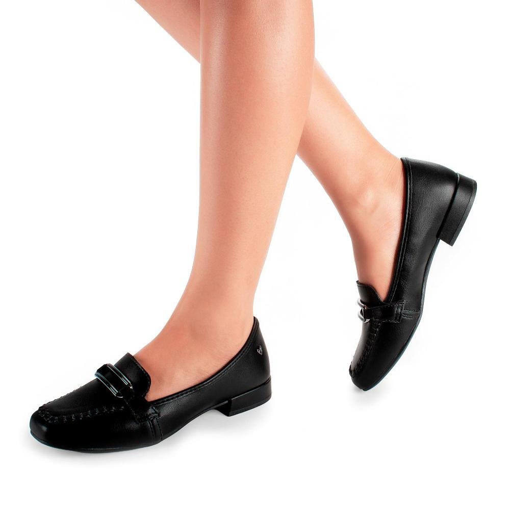 Mocassim Mississipi de Salto Bloco Feminino J1501 Preto 2