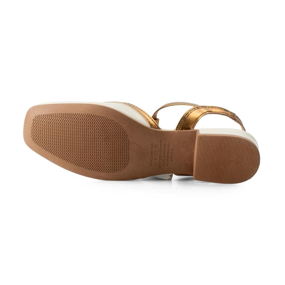 Sapato Dakota de Salto Baixo Feminino D2341 Branco/Bronze 5