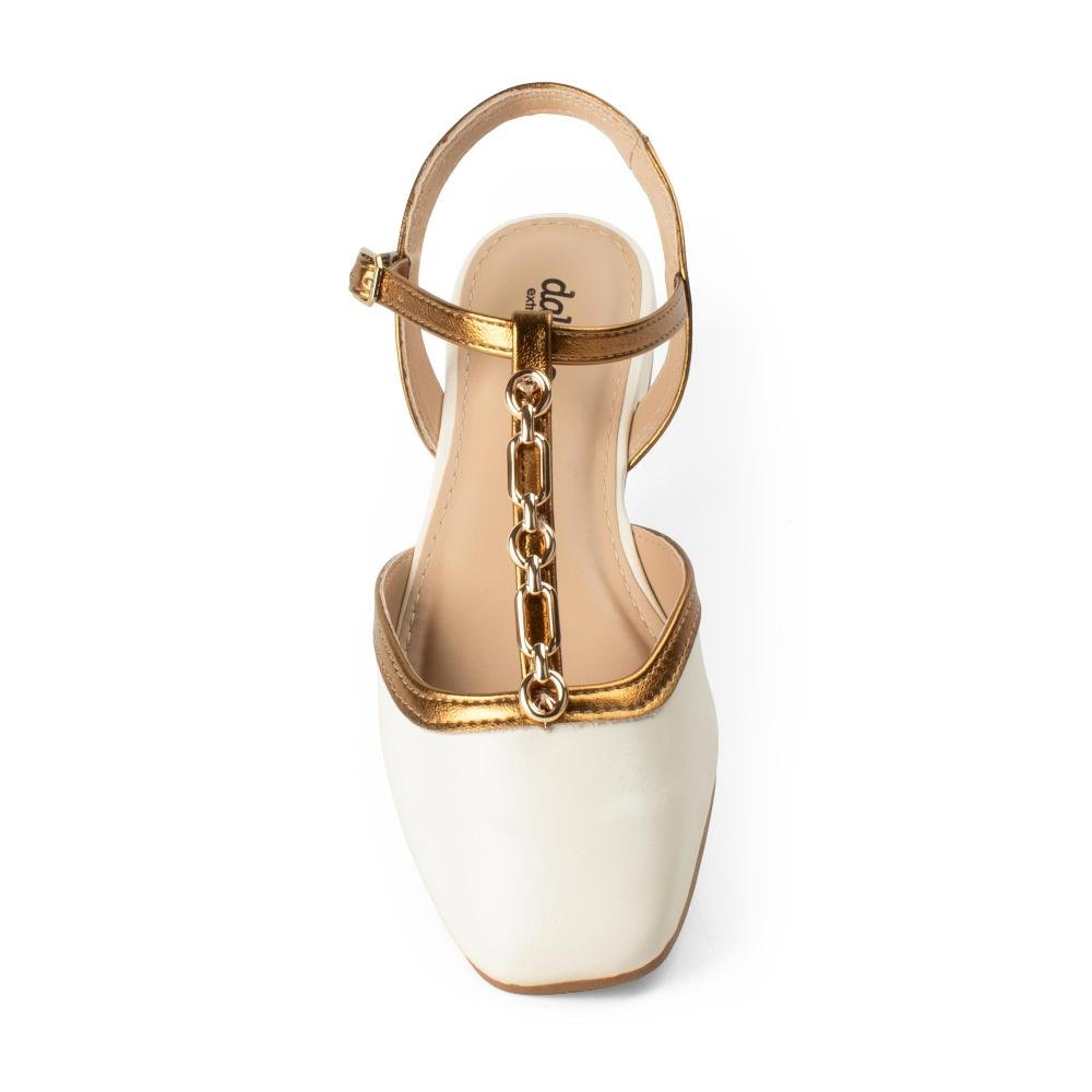 Sapato Dakota de Salto Baixo Feminino D2341 Branco/Bronze 6