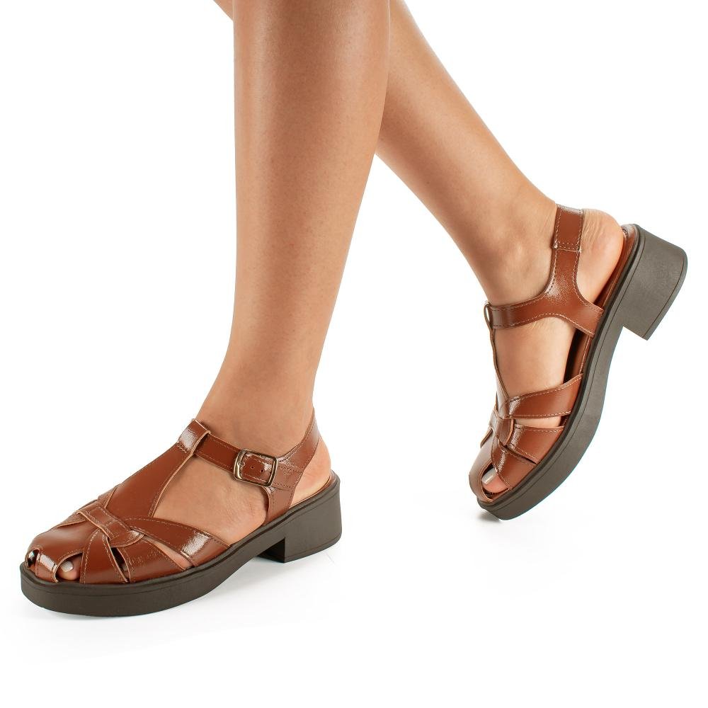 Sapato Mississipi de Salto Bloco Feminino J1472 Marrom 2