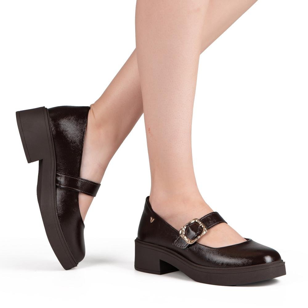 Sapato Mississipi de Salto Bloco Feminino J1471 Café 2