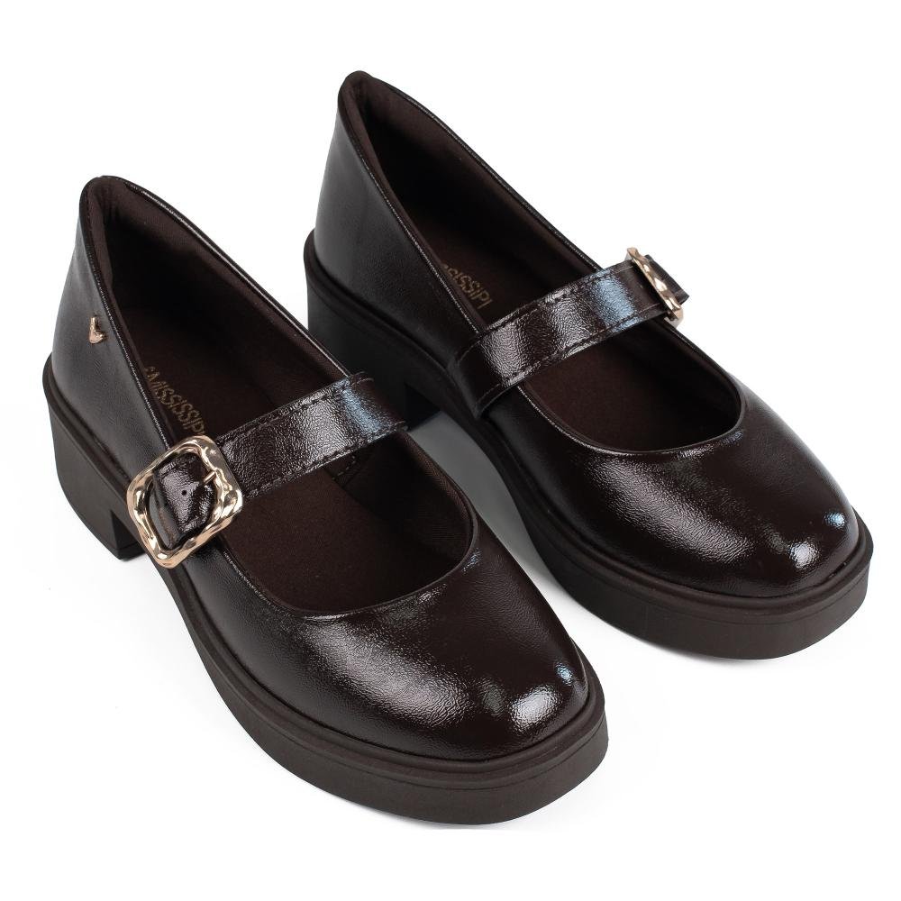 Sapato Mississipi de Salto Bloco Feminino J1471 Café 6