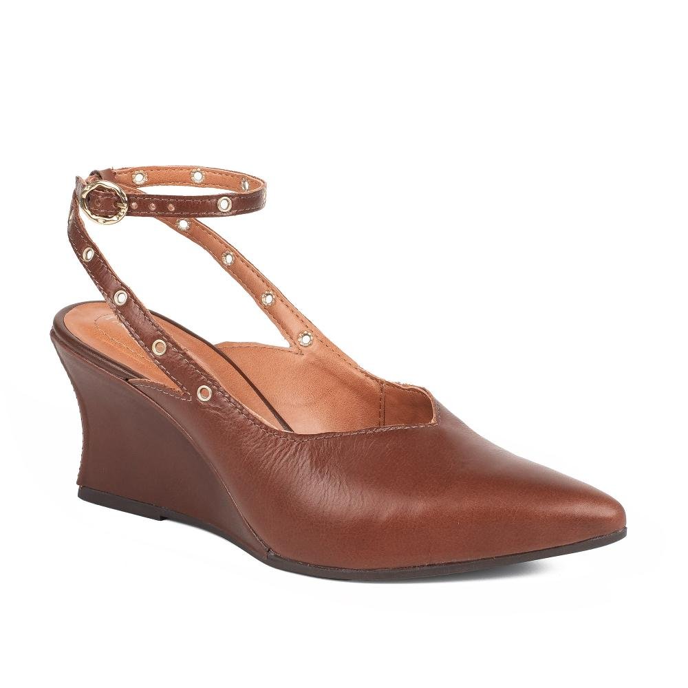 Sapato Tanara Em Couro Anabela Feminino T9512