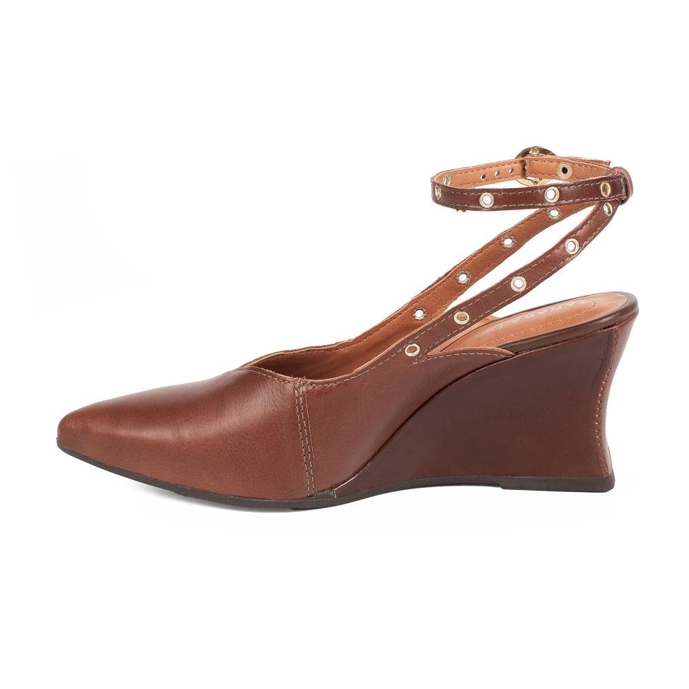 Sapato Tanara Em Couro Anabela Feminino T9512 Marrom 4