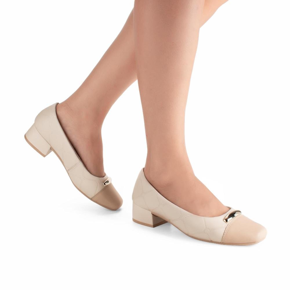Scarpin Campesí de Salto Baixo Feminino CE353 Bege 2