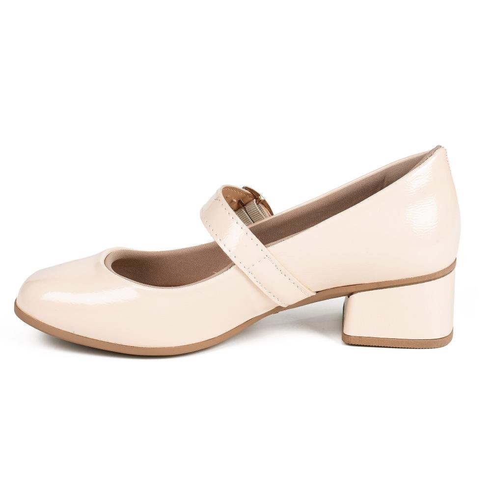 Sapato Mississipi de Salto Bloco Feminino J1523 Bege 4