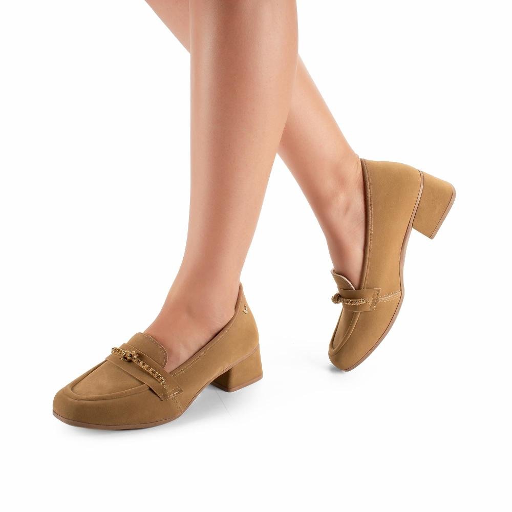 Mocassim Mississipi de Salto Bloco Feminino J1522 Bege 2