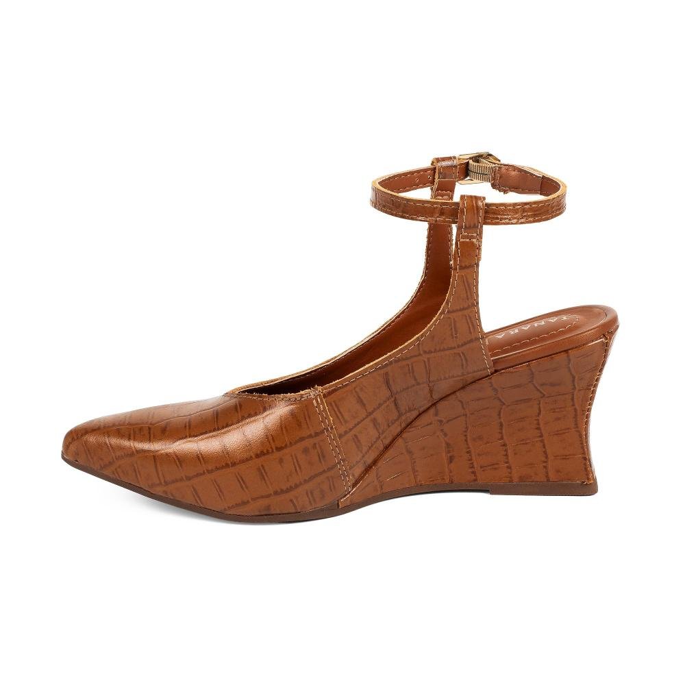 Scarpin Tanara Em Couro Anabela Feminino T9511 Marrom 4